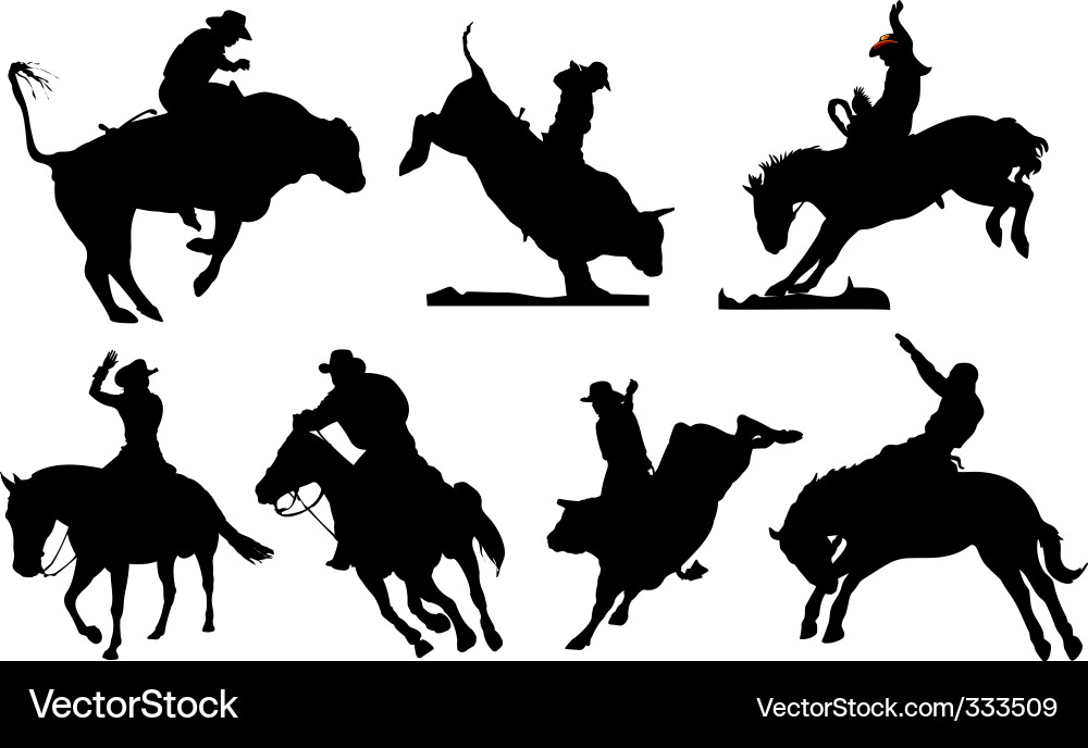 Rodeo Riders on Horseback vector image