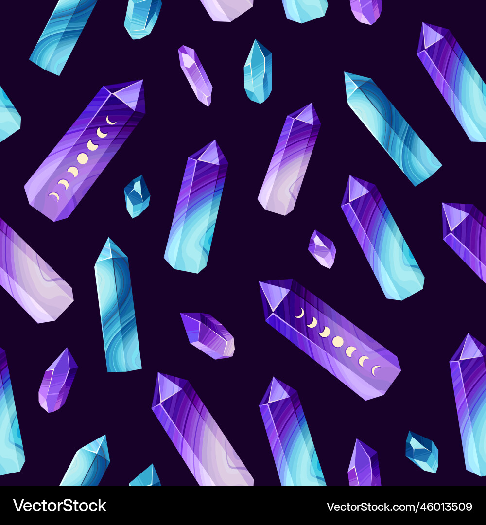 Seamless pattern with colorful crystal gems vector image