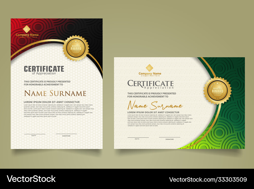 Set modern certificate template with round lines Vector Image