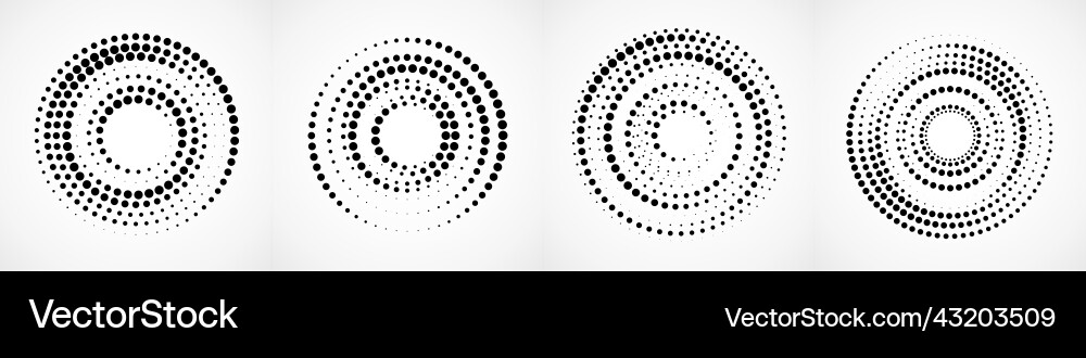Set of halftone dotted background in circle Set of halftone dotted background in circle Vector Image