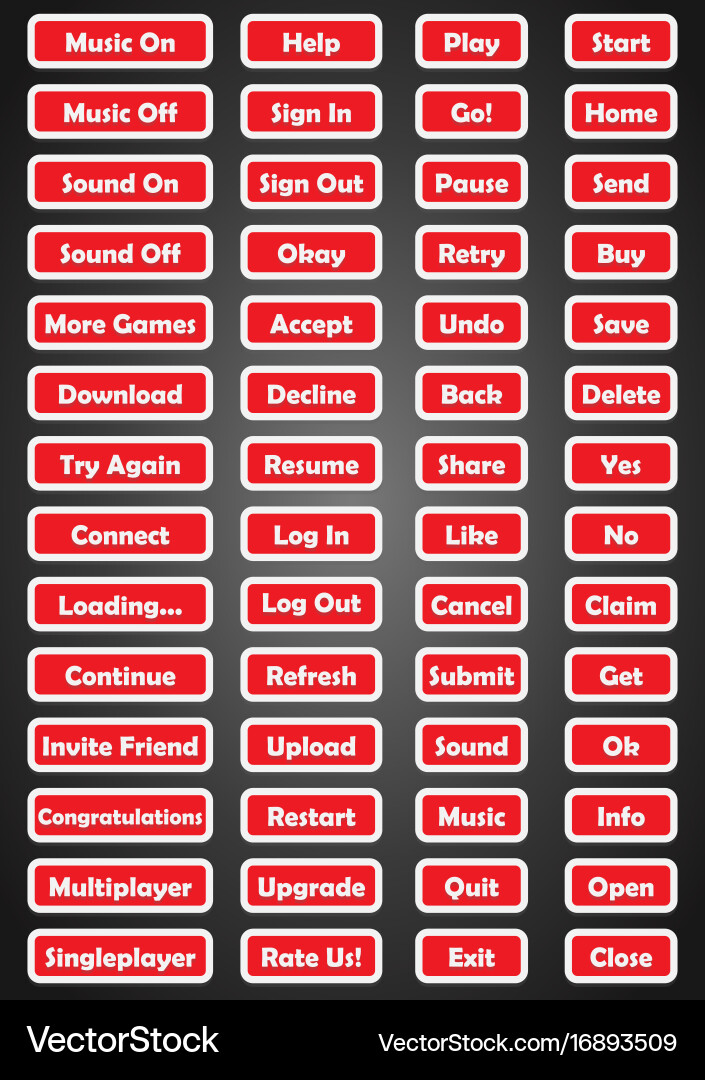 Set of text game buttons in flat style vector image