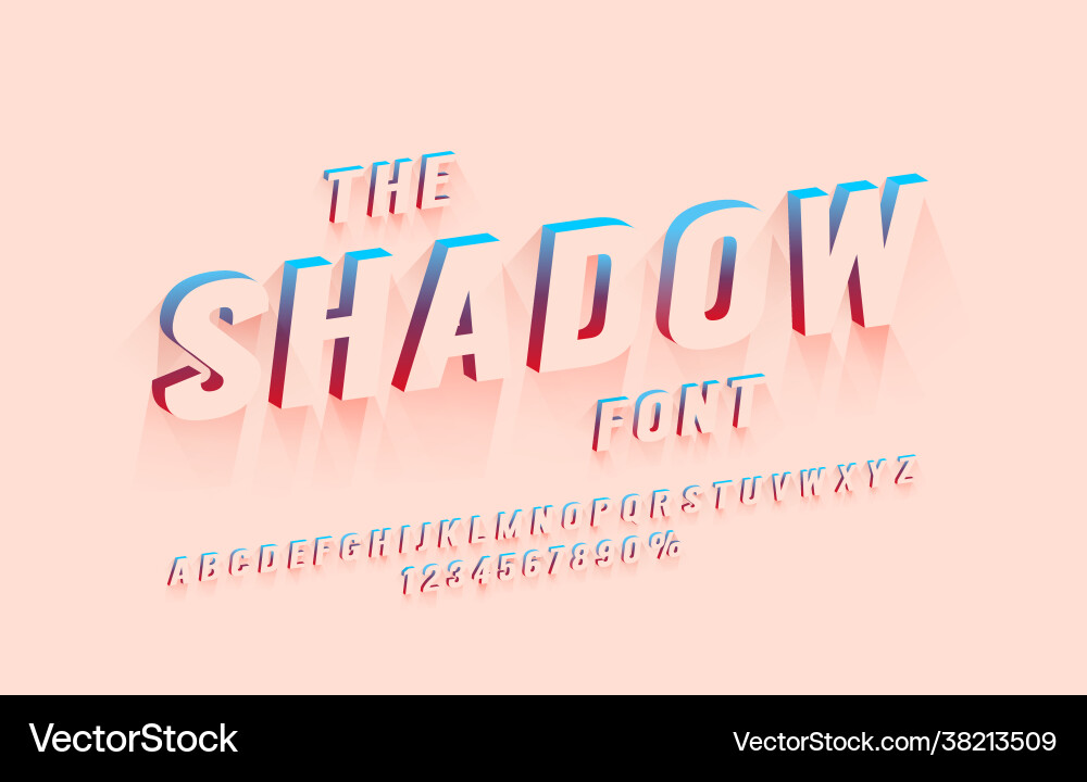 Shadow font set collection letters and numbers Shadow font set collection letters and numbers vector image