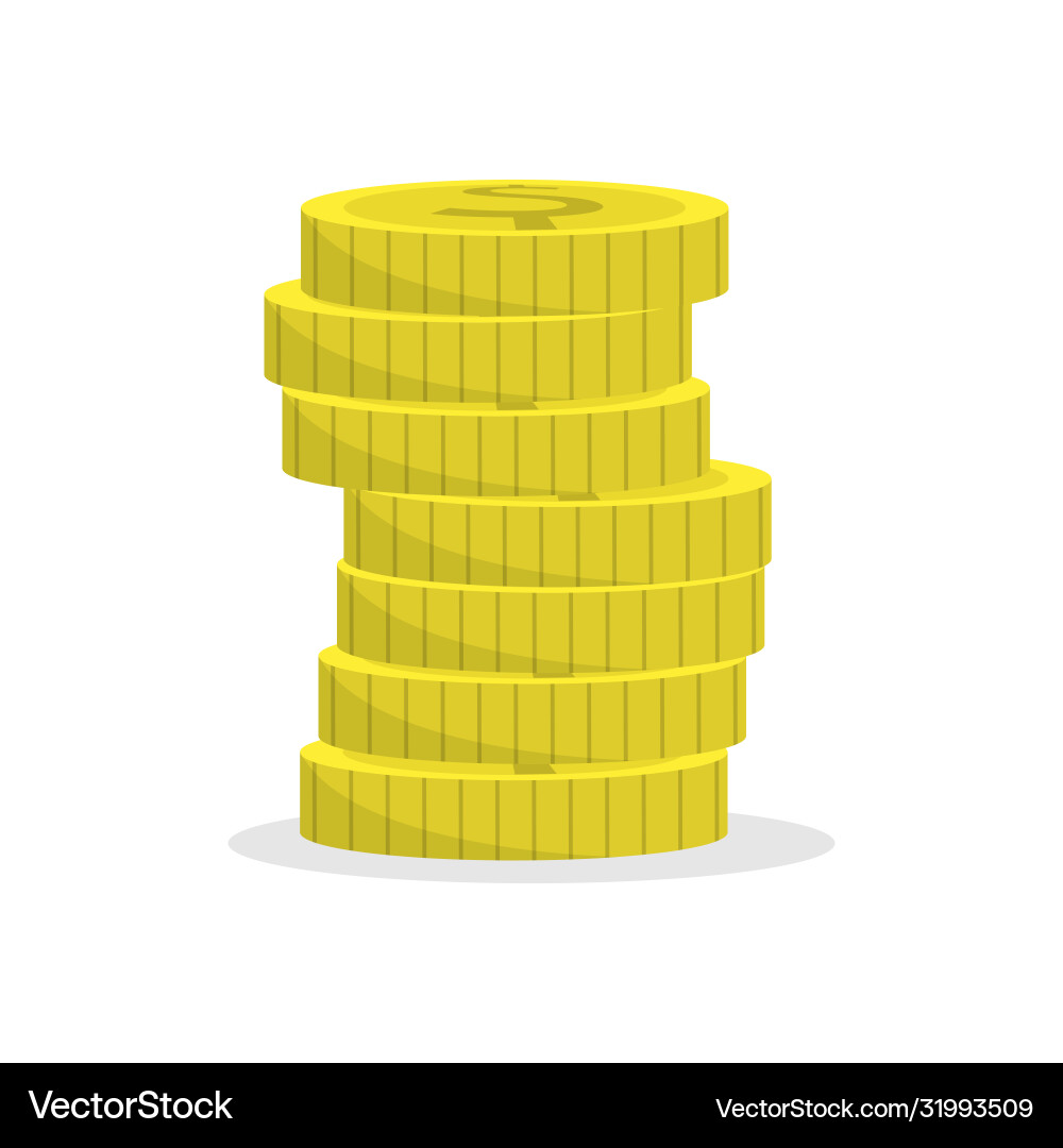 Stack coins simple color flat icon on a white Stack coins simple color flat icon on a white vector image
