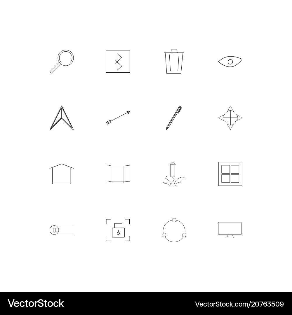 User interface linear thin icons set outlined Vector Image