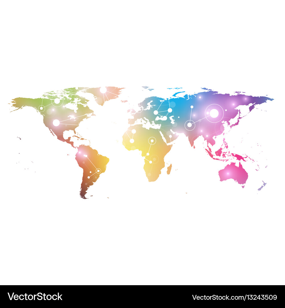 World map with global technology networking vector image