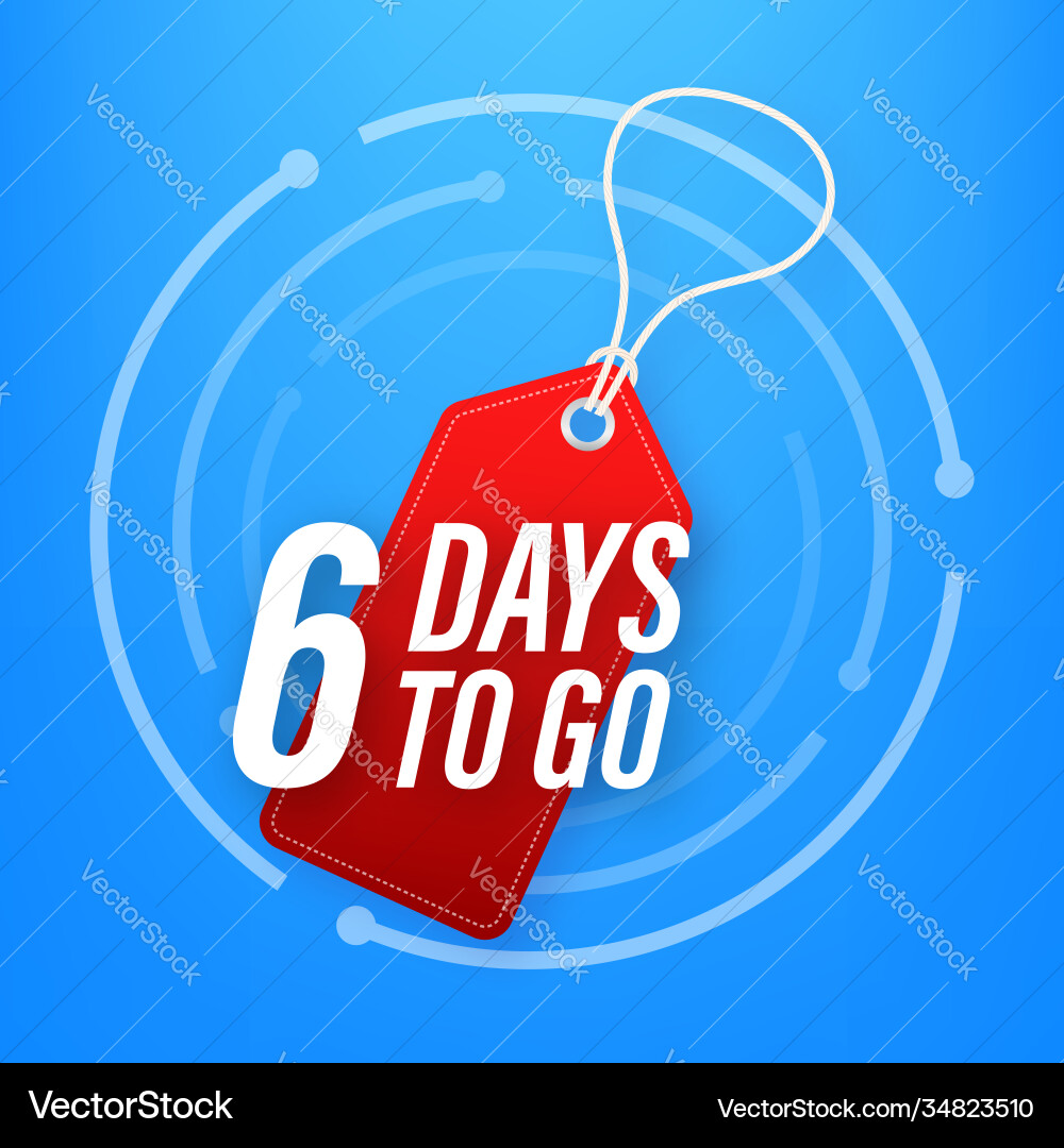 6 Tage zu gehen Countdown Timer Uhr Symbol Zeit 6 Tage zu gehen Countdown Timer Uhr Symbol Zeit vektorbild
