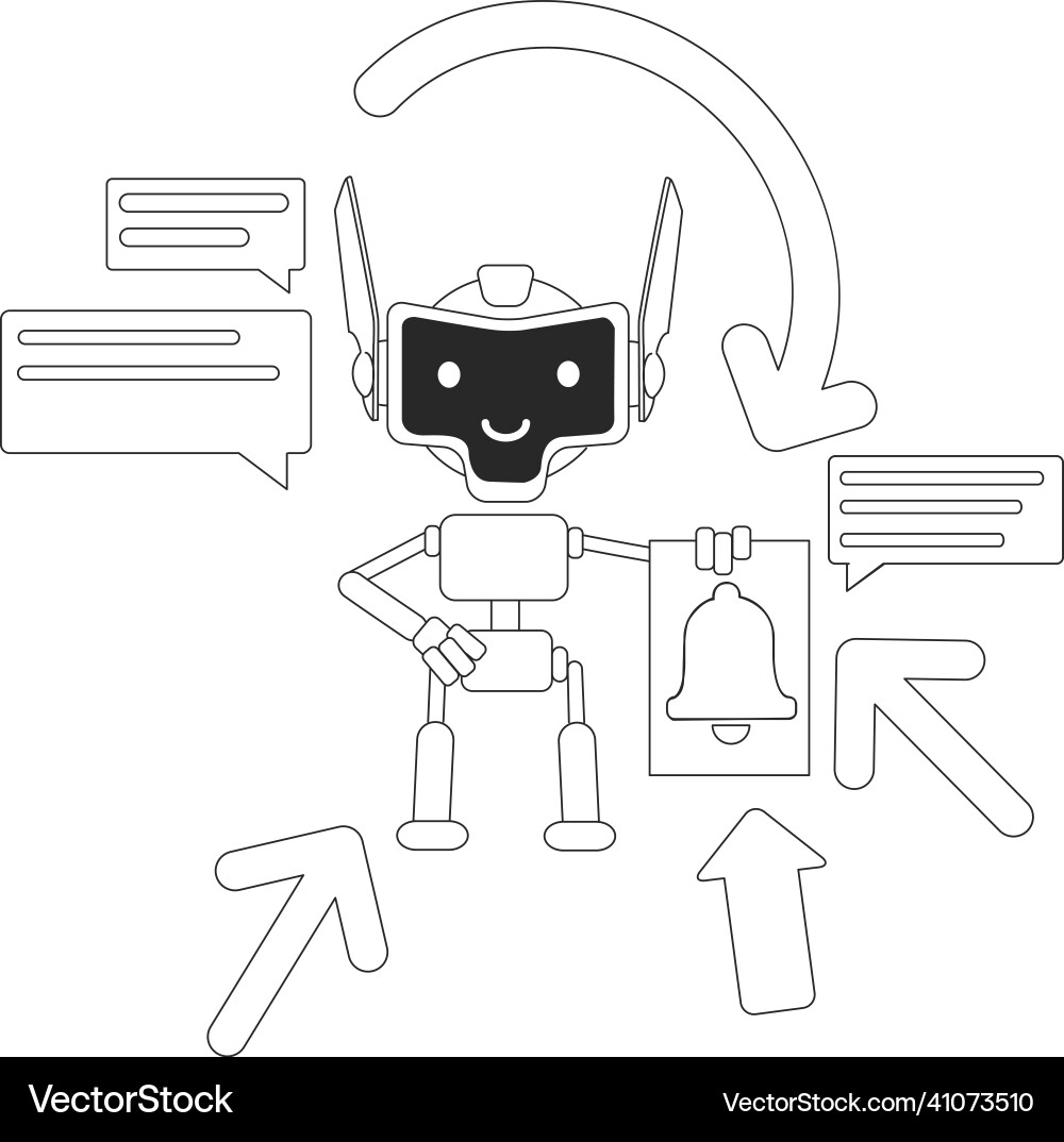 Aggregator bot thin line concept automated Aggregator bot thin line concept automated vector image