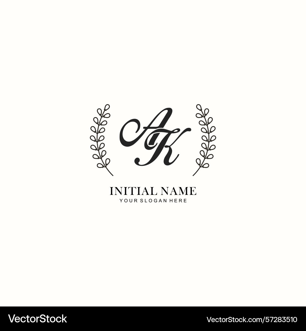 Ak initial logo templates with botanical elements Vector Image