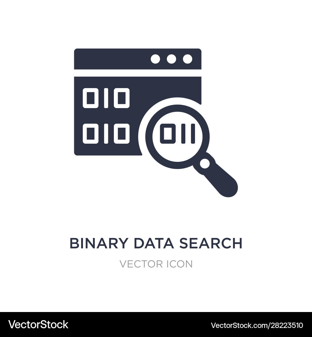 Binary data search icon on white background Binary data search icon on white background vector image