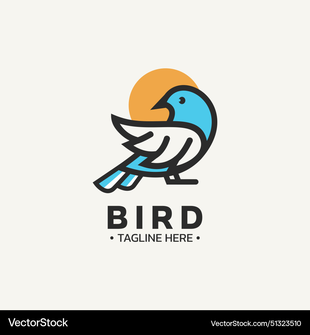 Bird logo design with simple color and line style vector image