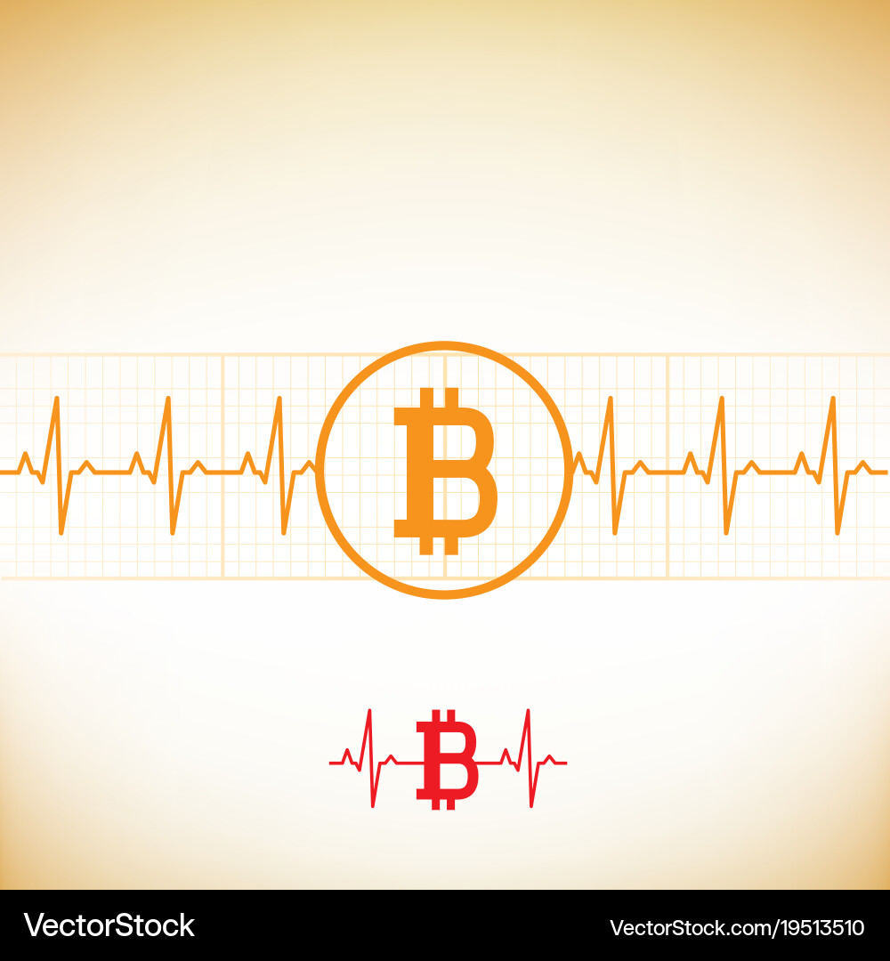 Bitcoin heart cardiogram Royalty Free Vector Image