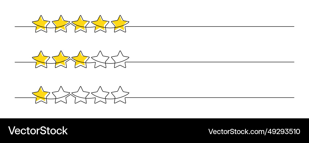 Continuous Line Stars Rating Set Vector Image