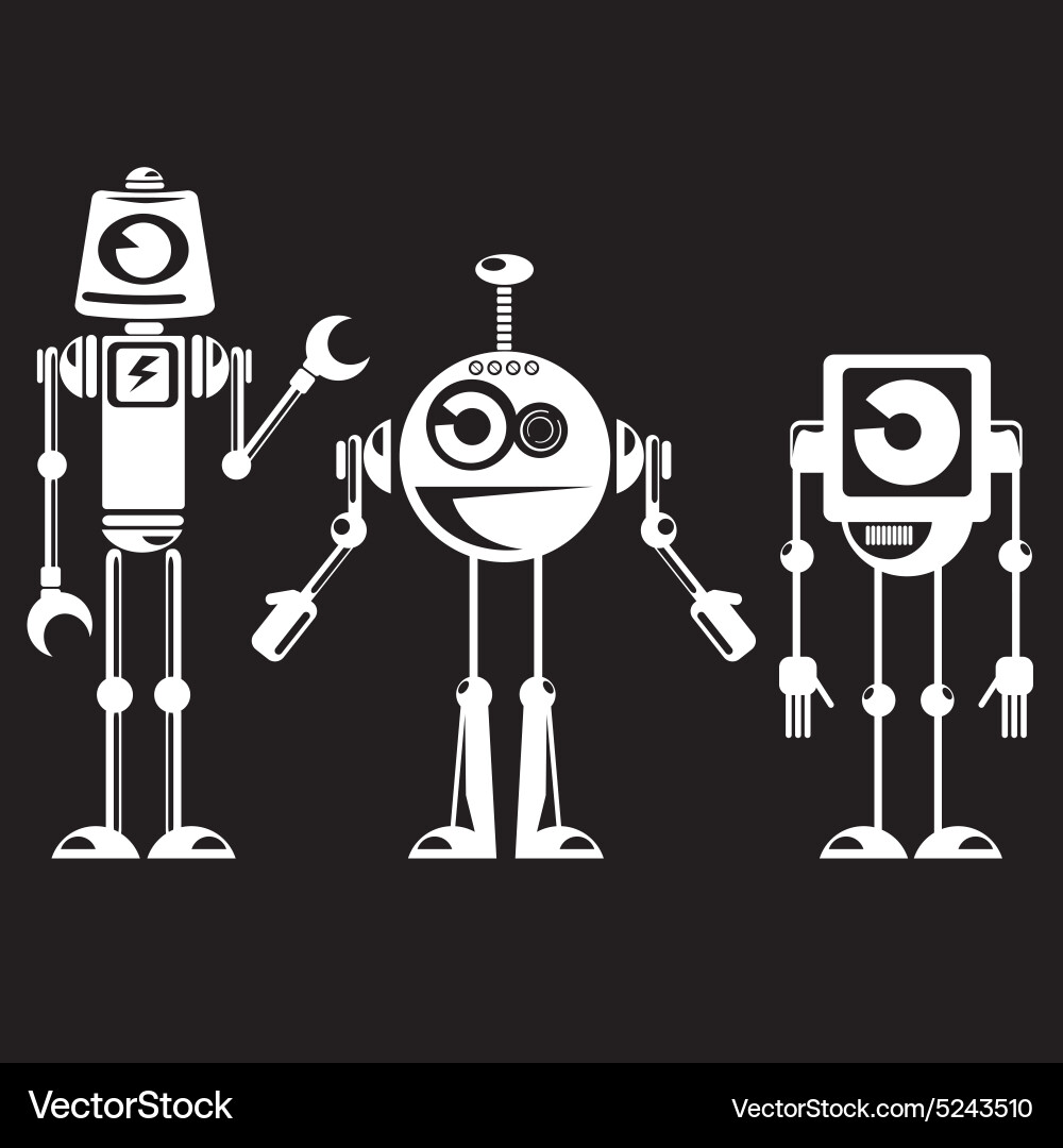 Flat design style robots and cyborgs vector image