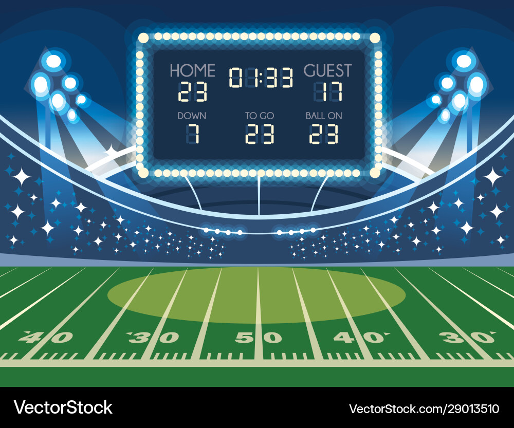 Football Stadium with Scoreboard – Royalty-Free Vector | VectorStock, image size:1000x833