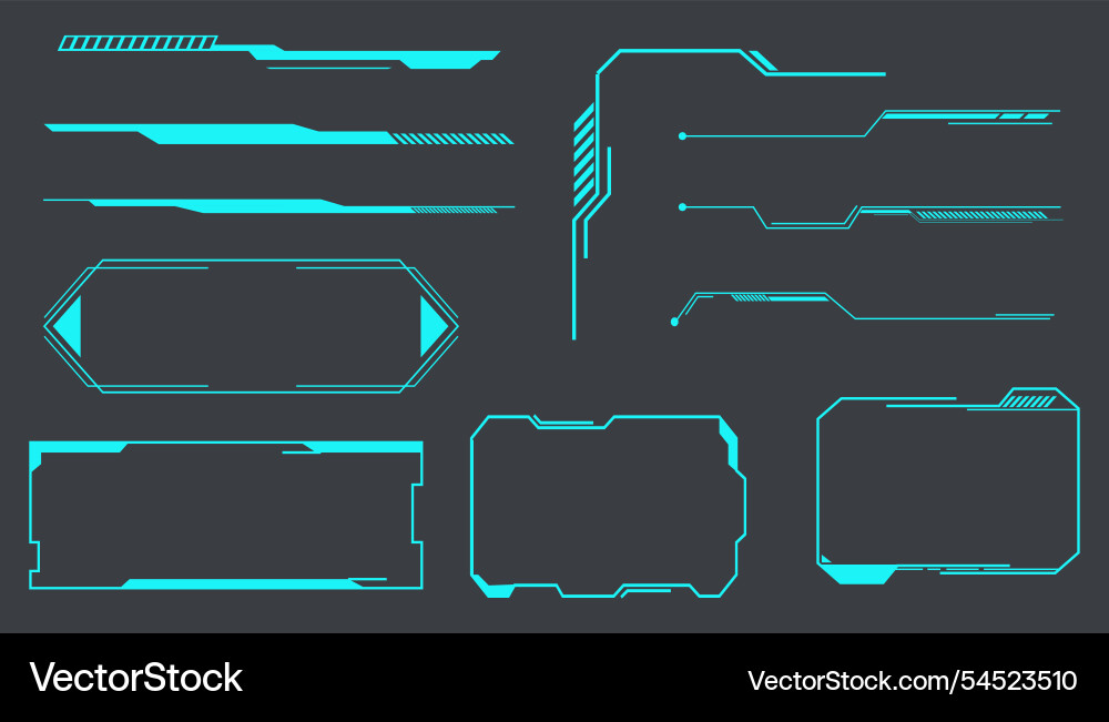 Futuristic hud frames borders text box game menu Futuristic hud frames borders text box game menu vector image
