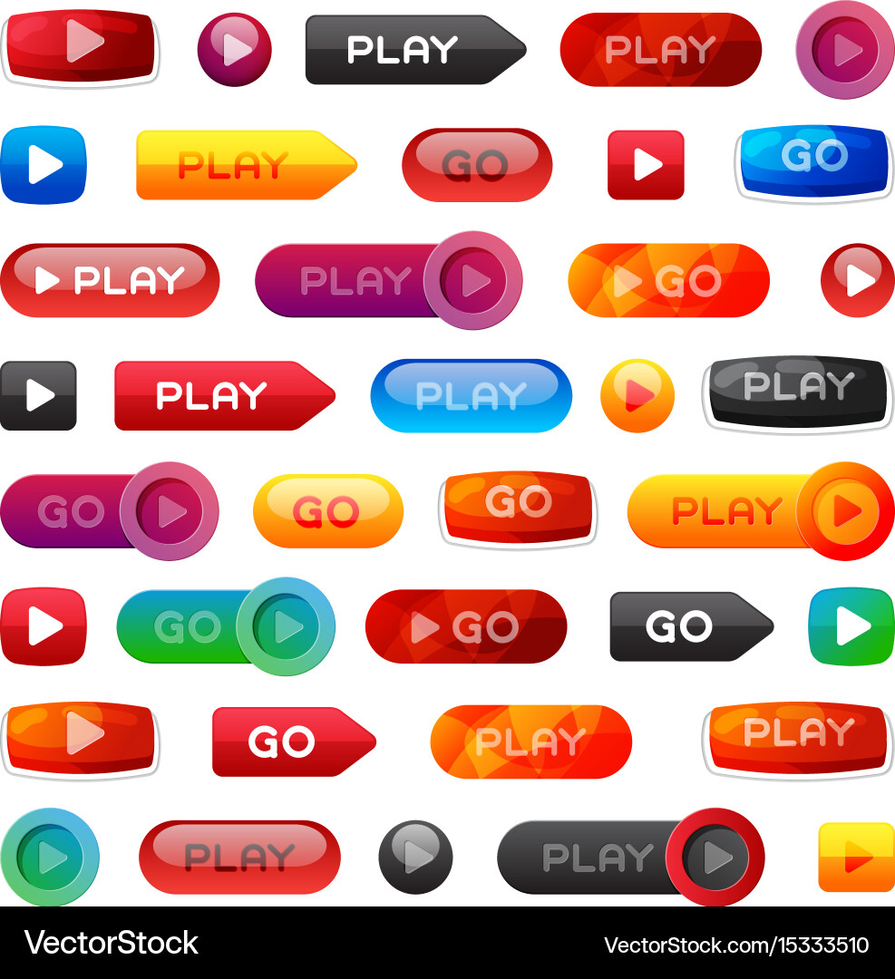 Go and play buttons media player internet website Vector Image