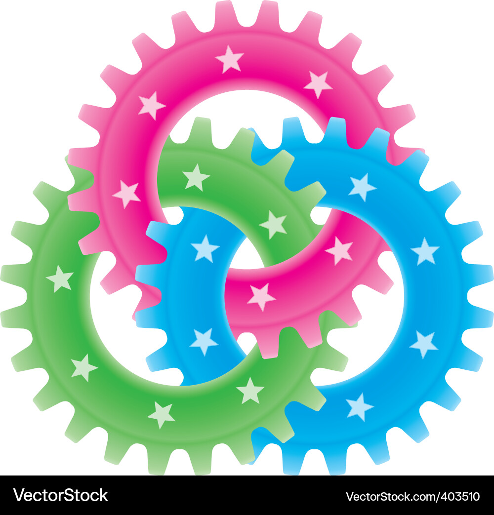 Interconnected Gears Vector Image