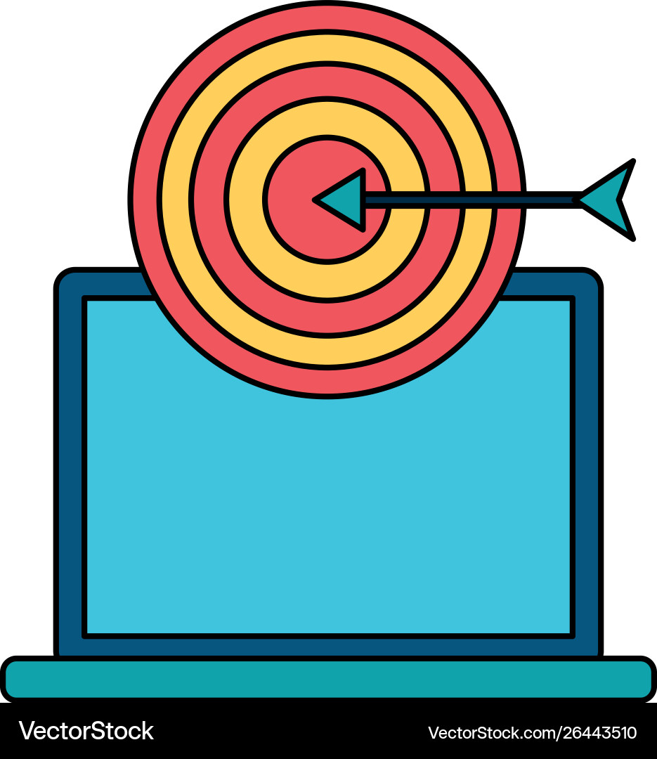 Laptop computer business with target Laptop computer business with target Vector Image