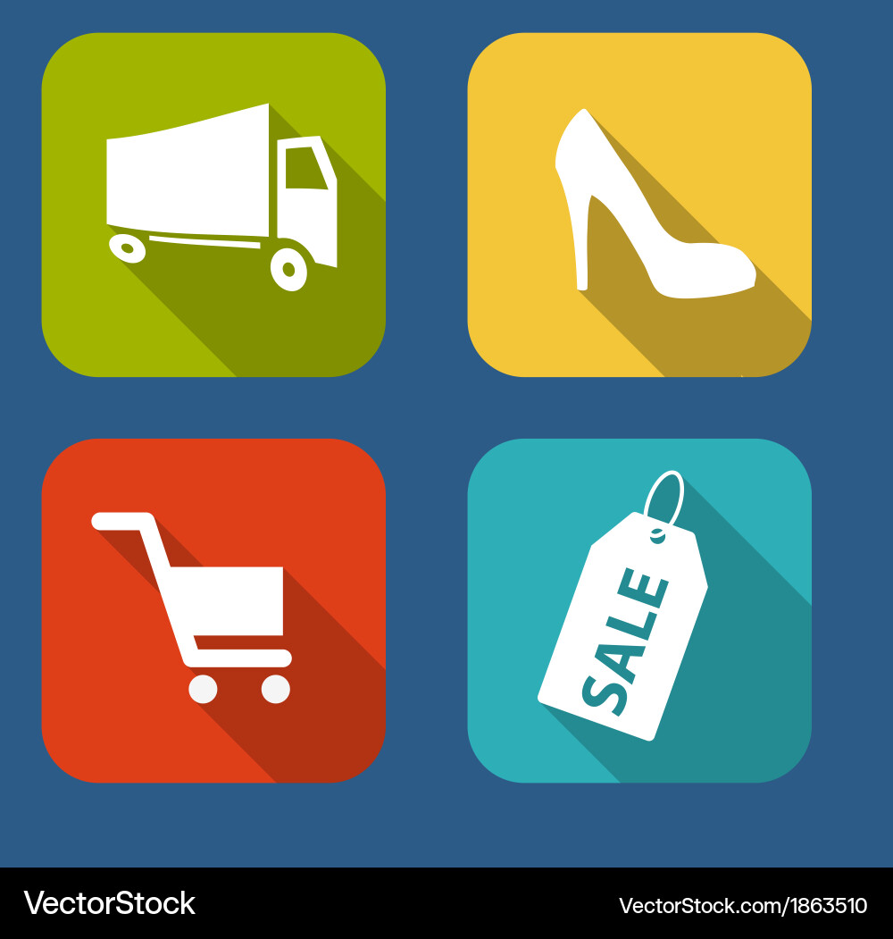 Modern flat icon set for web and mobile vector image