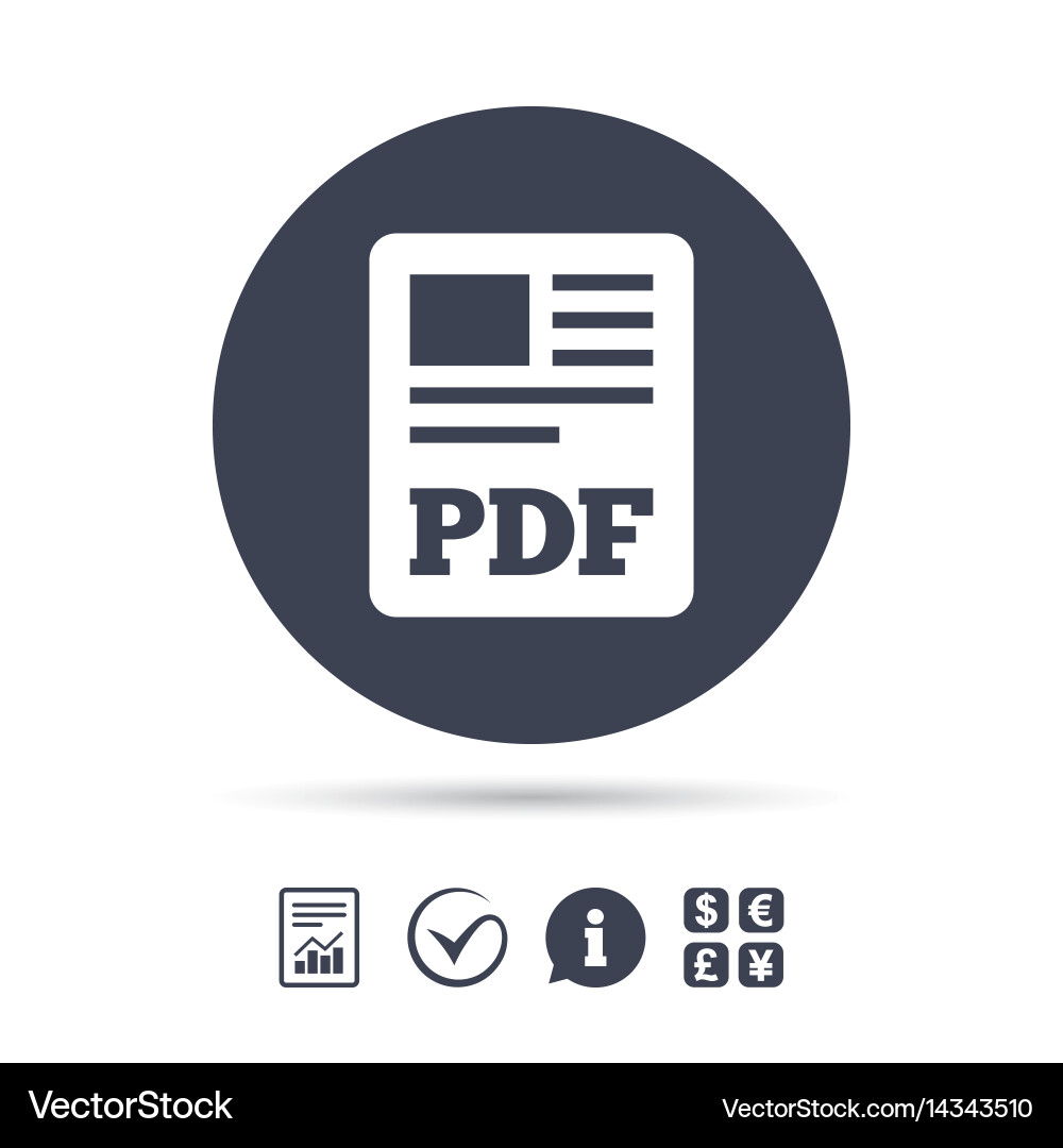 Pdf file document icon download button vector image