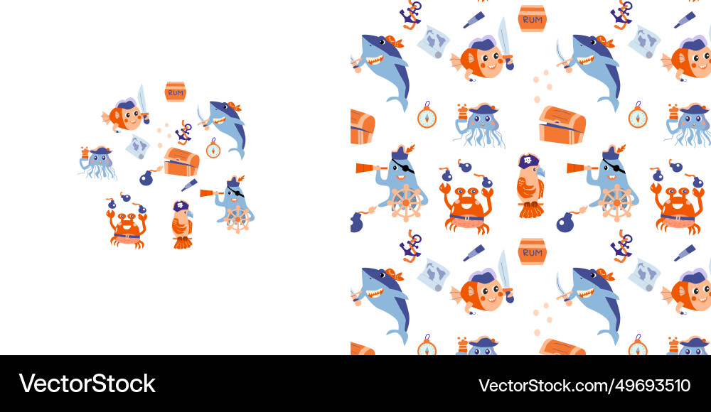 Pirate party print and seamless pattern Pirate party print and seamless pattern vector image