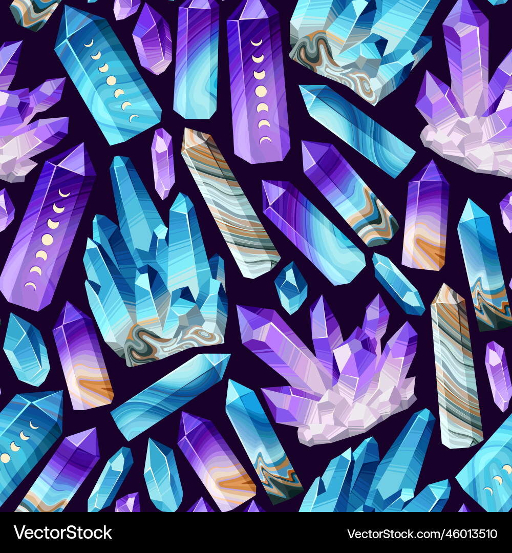 Seamless pattern with colorful crystal gems vector image