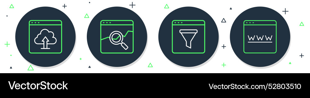 Set line website with stocks market browser Set line website with stocks market browser vector image