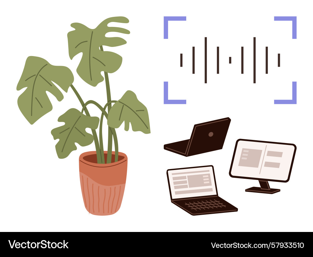 Technology and nature integration highlighted Vector Image