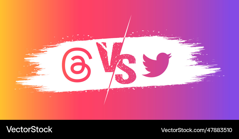 Threads vs twitter with brush stroke in colorful Threads vs twitter with brush stroke in colorful vector image