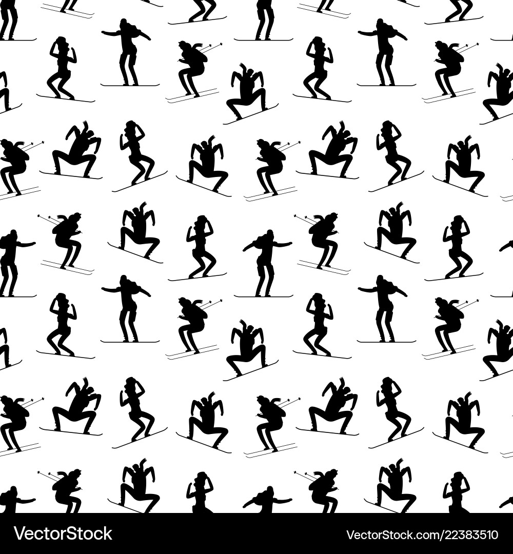 Winter sports athletes seamless pattern black Winter sports athletes seamless pattern black vector image