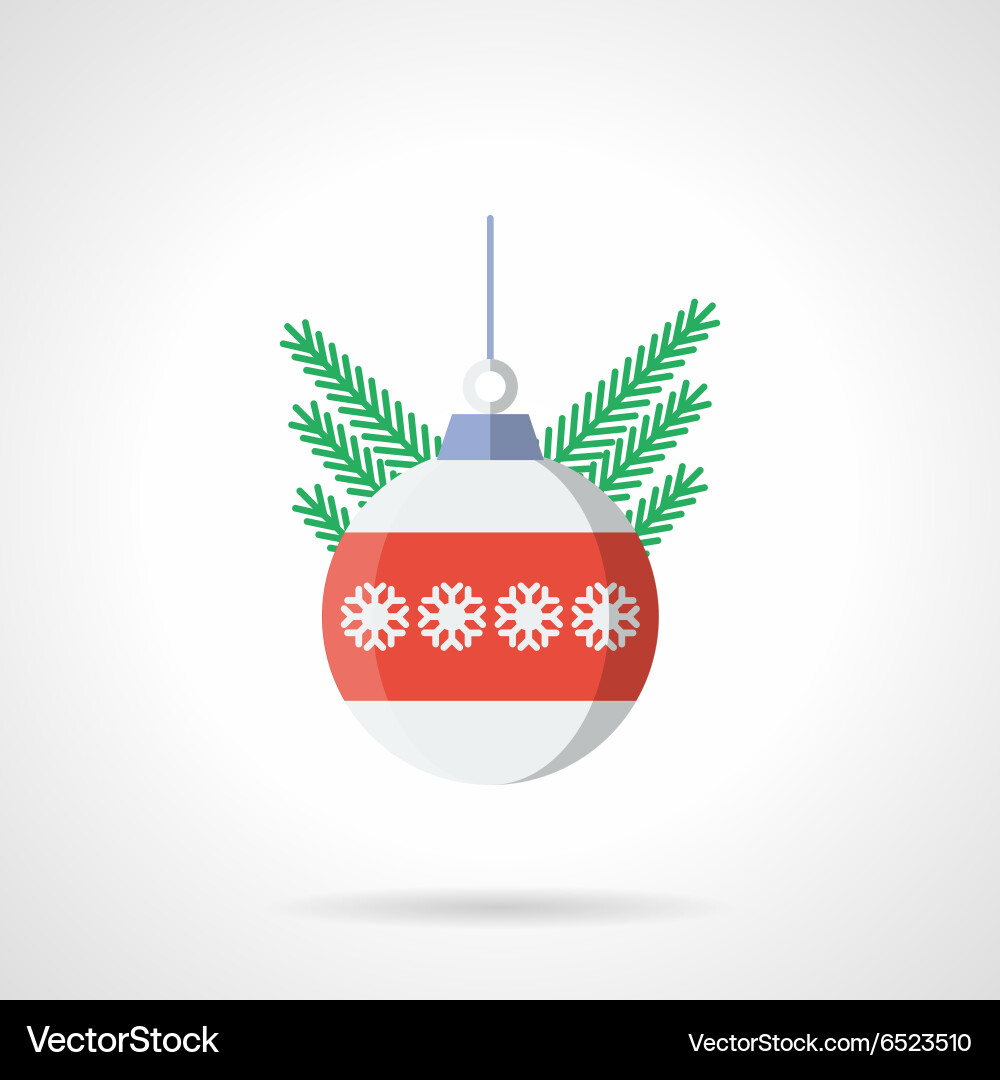 Xmas sphere bauble flat color icon Vector Image
