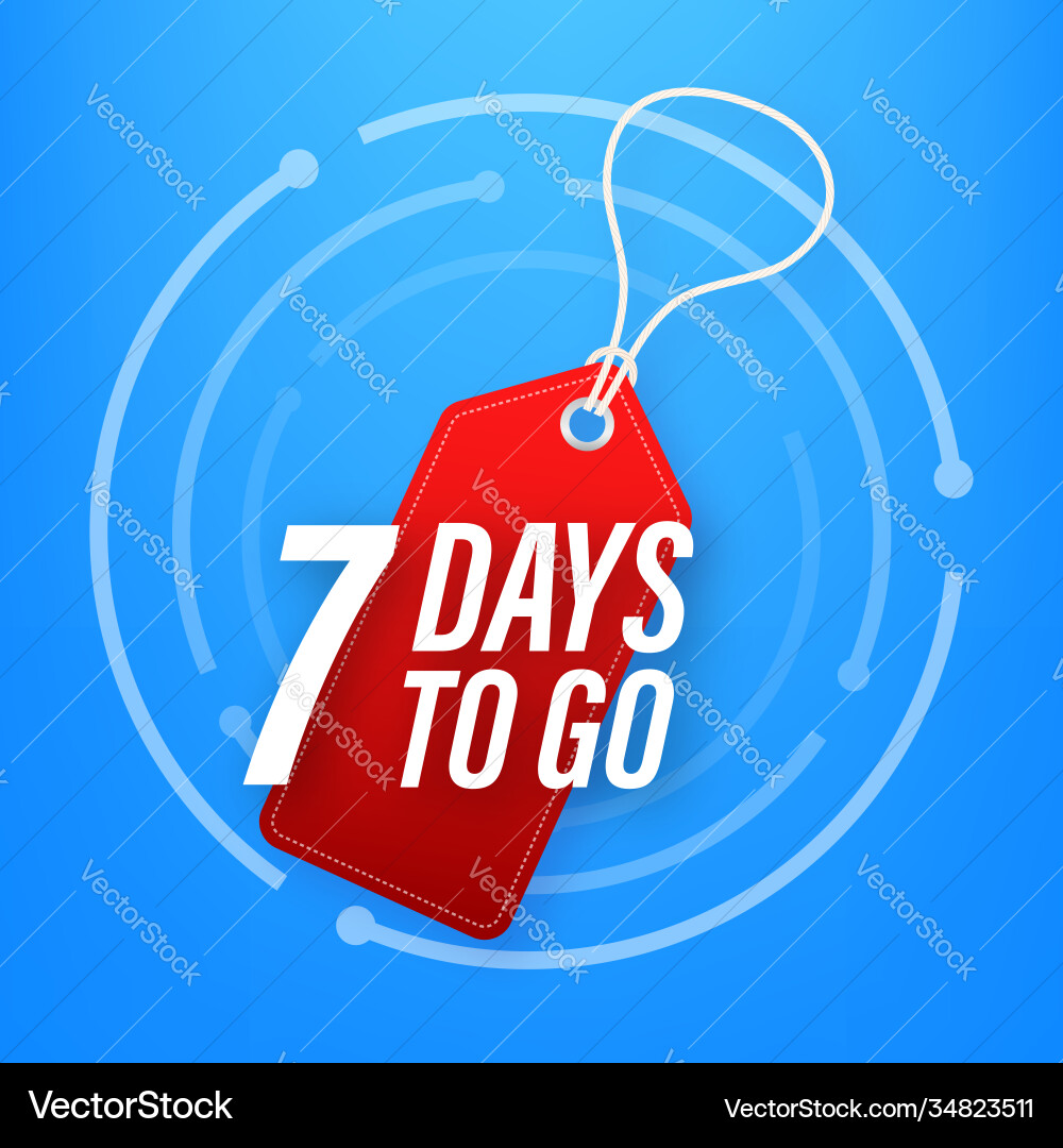 7 Tage zu gehen Countdown Timer Uhr Symbol Zeit 7 Tage zu gehen Countdown Timer Uhr Symbol Zeit vektorbild