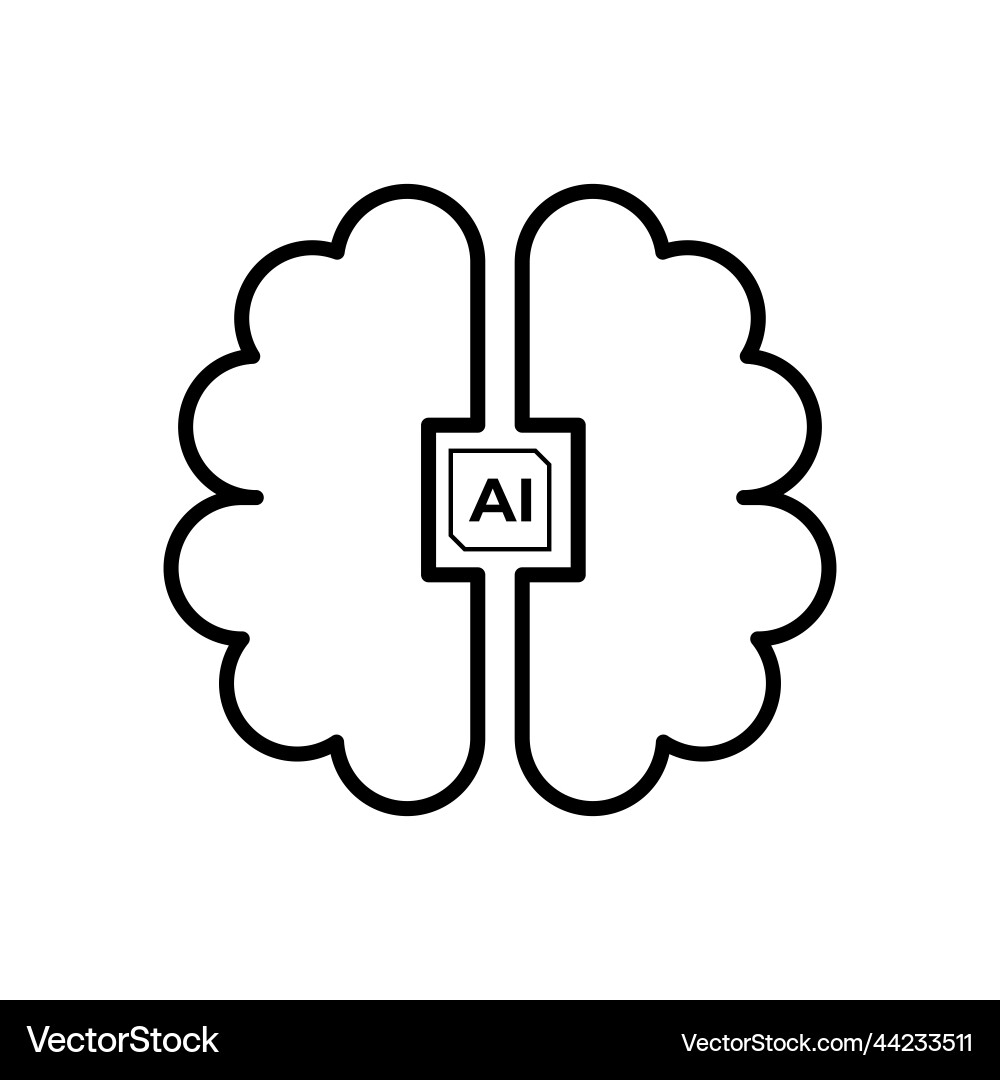 Ai icon line art style machine learning Ai icon line art style machine learning Vector Image