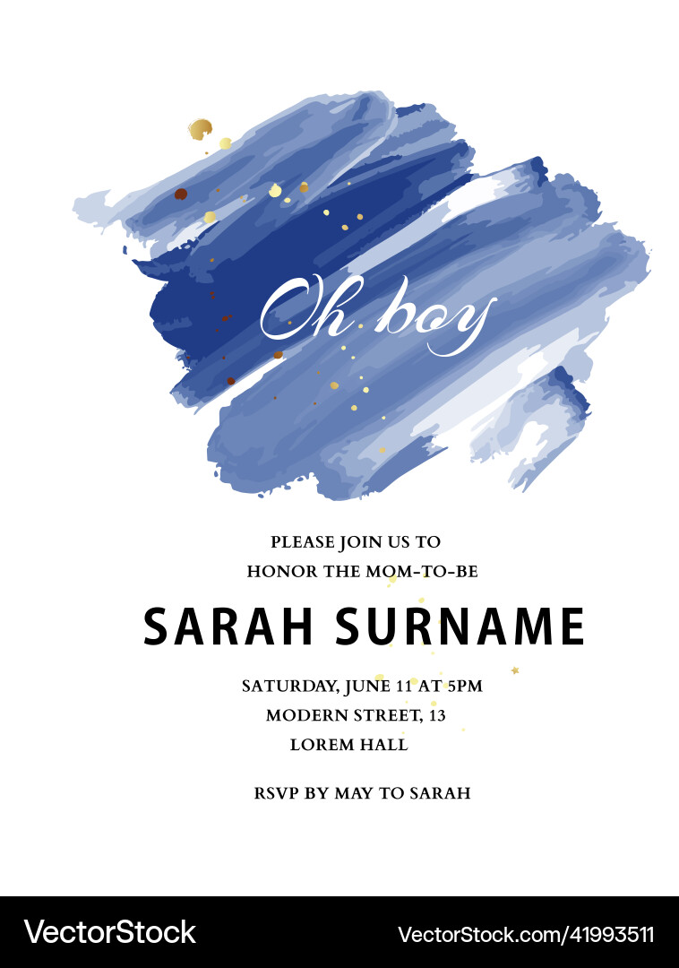 Baby boy shower invitation in blue color Baby boy shower invitation in blue color vector image