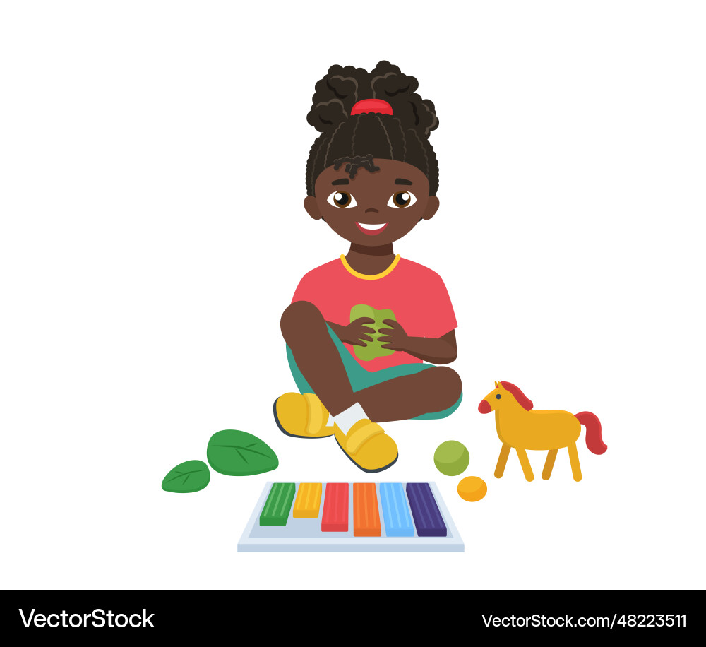 Child Playing with Modeling Clay vector image
