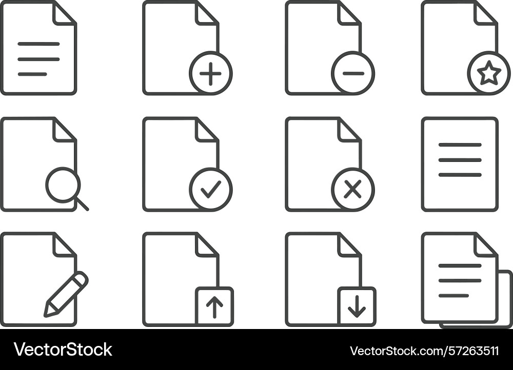 Collection of document icons in a neat grid layout Collection of document icons in a neat grid layout vector image