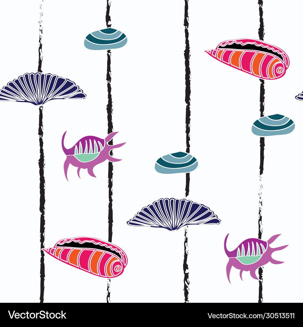 Colorful shells on string seamless pattern Colorful shells on string seamless pattern vector image