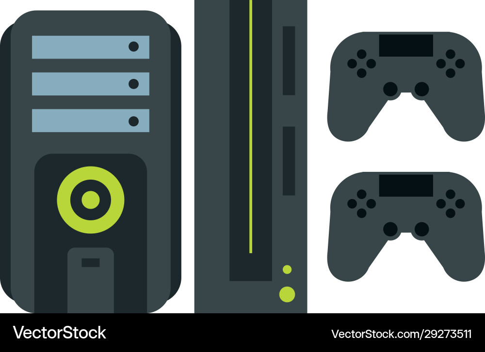 Computer desktop tower with video game console vector image