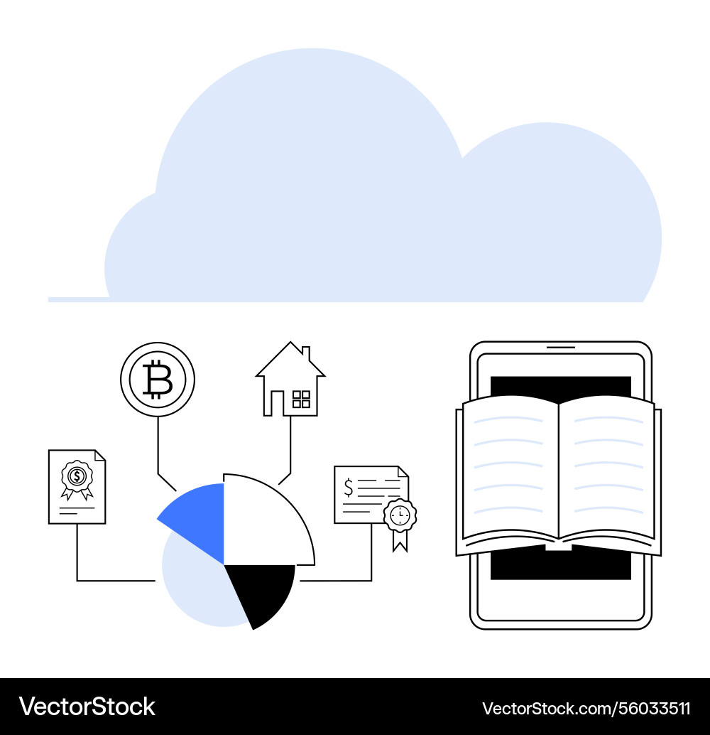 Digital learning concepts with cloud storage Vector Image