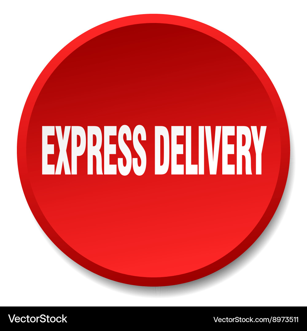 Express delivery red round flat isolated push Vector Image