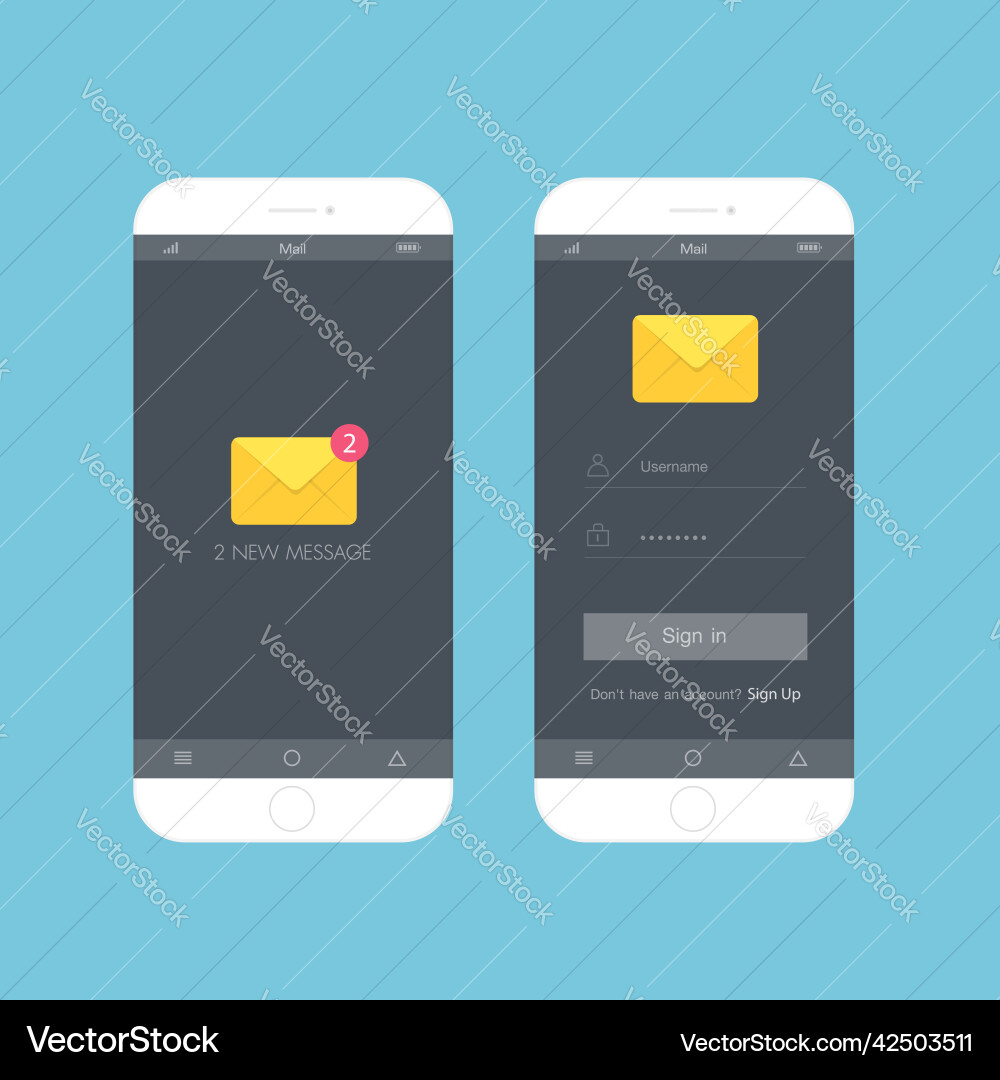 Flash design style the smartphone with e-mail vector image