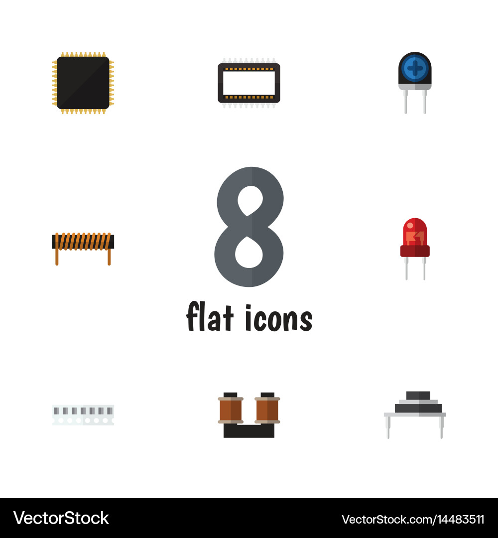 Flat electronics set of cpu bobbin destination vector image