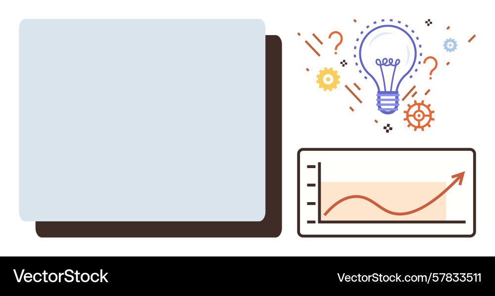Lightbulb idea with trend chart and questions Vector Image