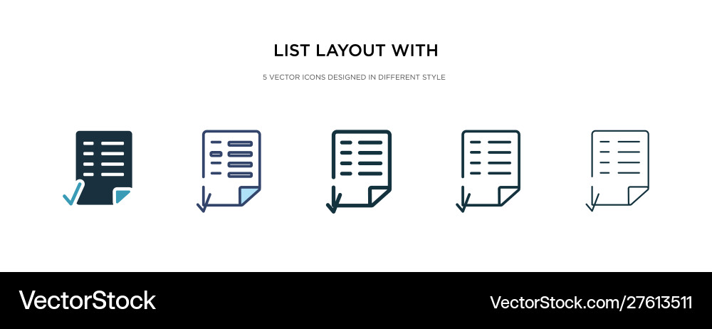 List layout with check boxes icon in different vector image
