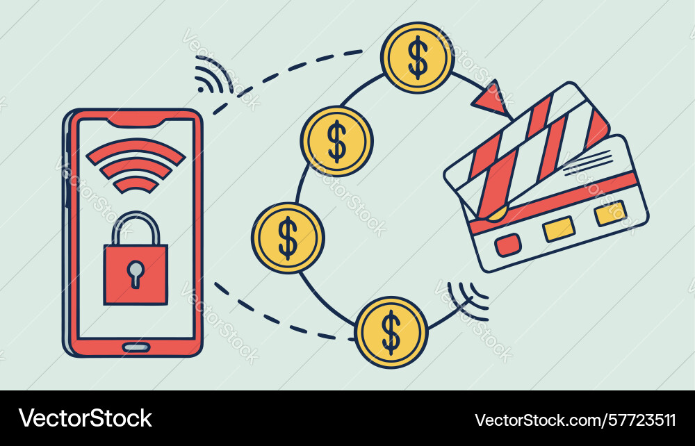 Mobile banking with secure online transactions Vector Image