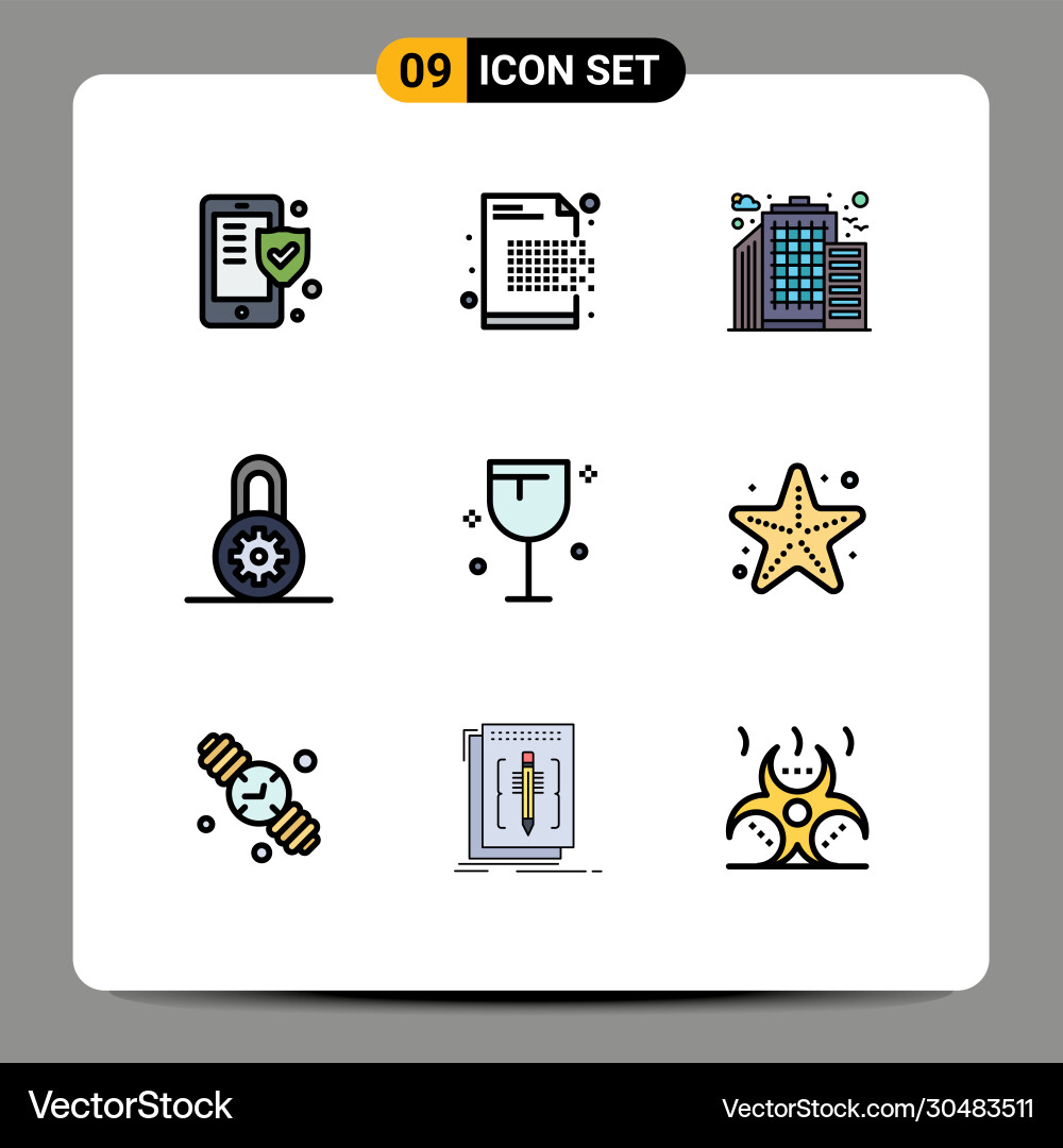 Mobile interface filledline flat color set 9 Vector Image