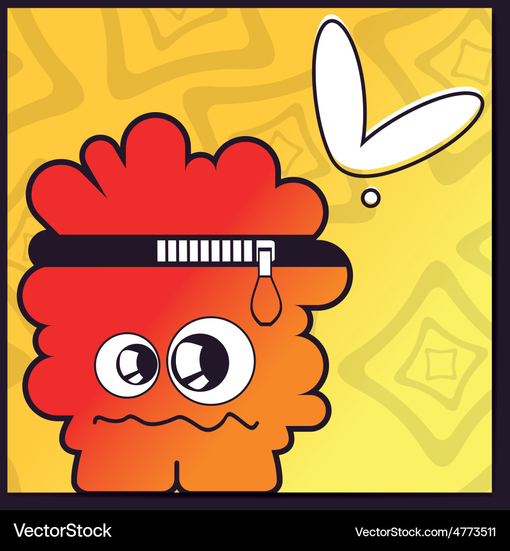 Monster with heart on abstract color background Vector Image