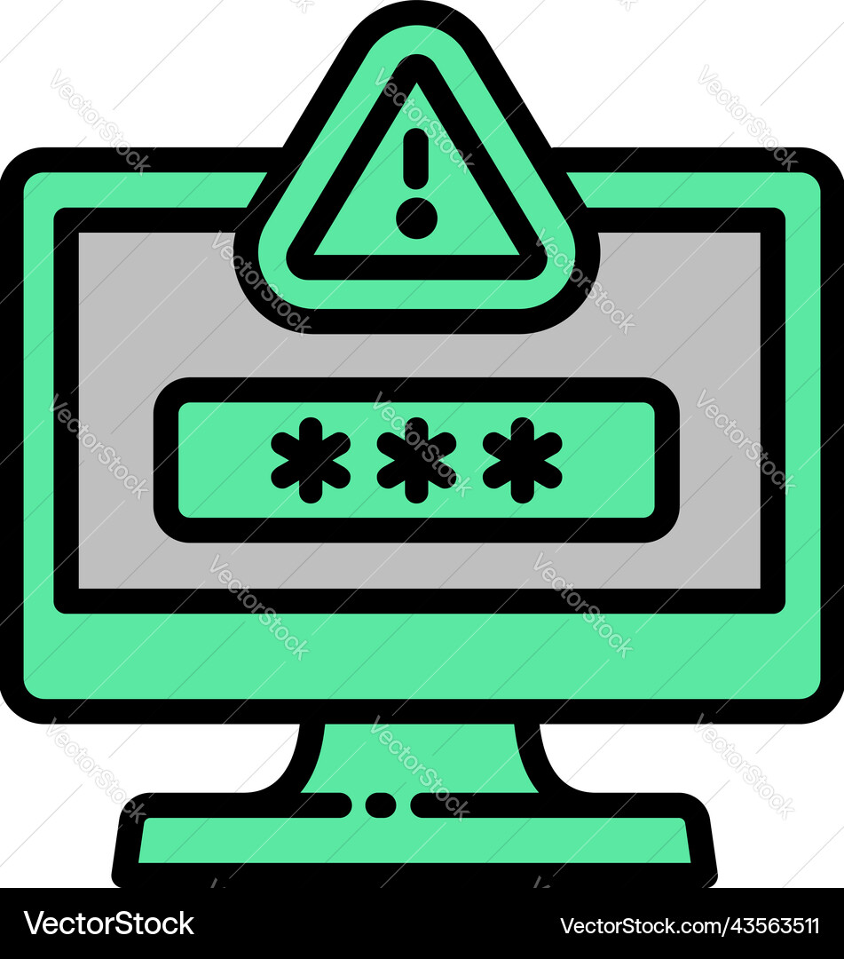 Pc password icon outline computer security Pc password icon outline computer security vector image