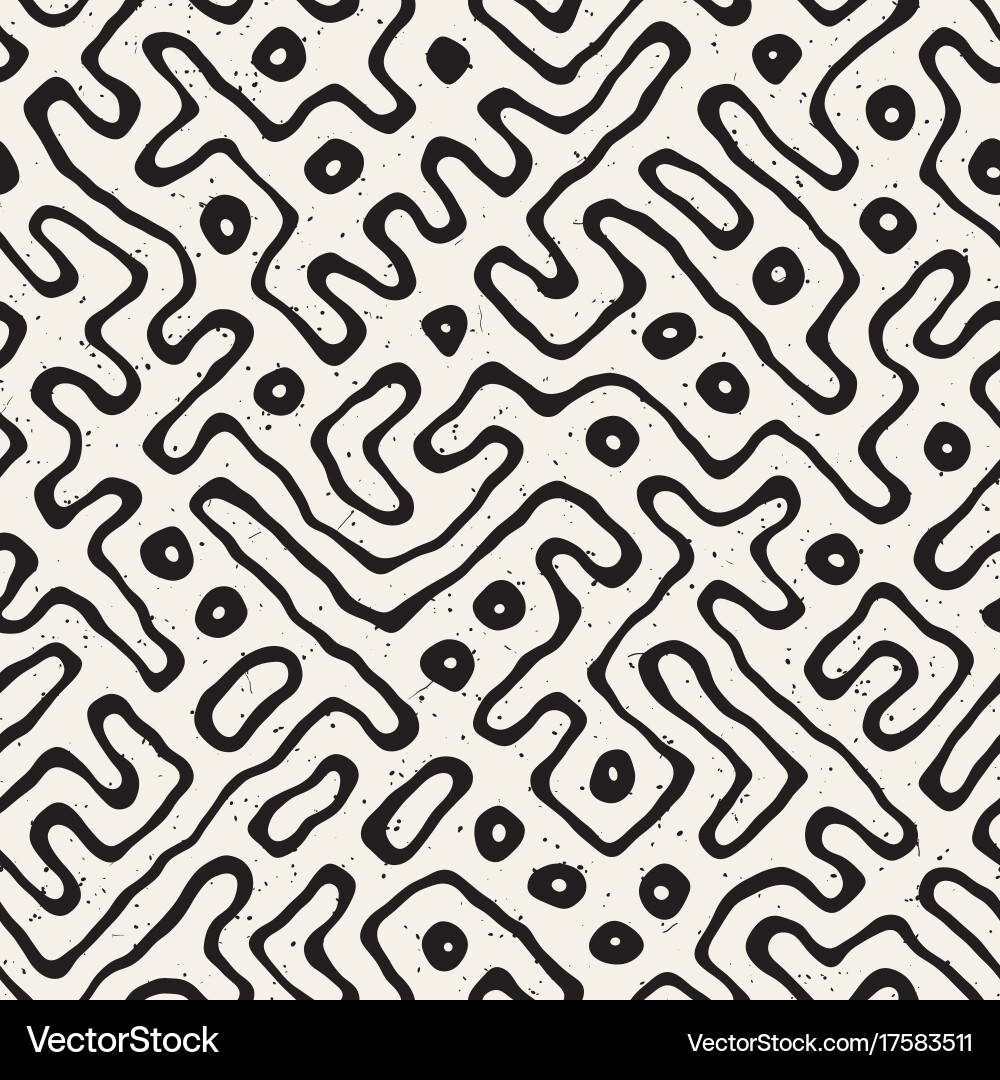 Seamless pattern with maze lines monochrome vector image