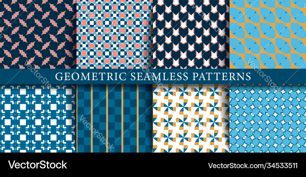 Set geometric seamless patterns textures Set geometric seamless patterns textures vector image